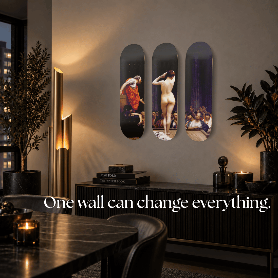 DROMEDA™  Gérôme's A Roman Slave Market | Skateboard Deck Triptych