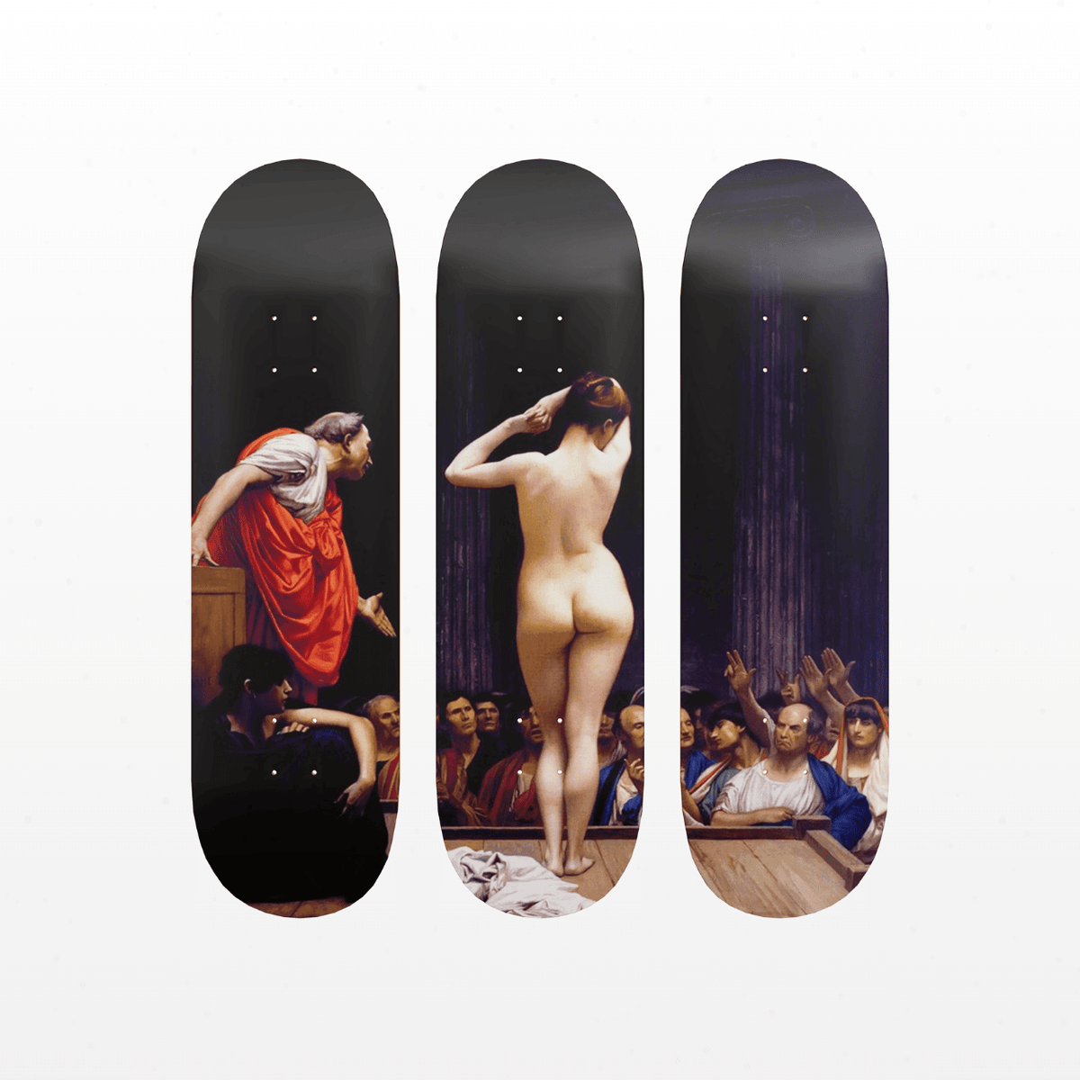 DROMEDA™  Gérôme's A Roman Slave Market | Skateboard Deck Triptych