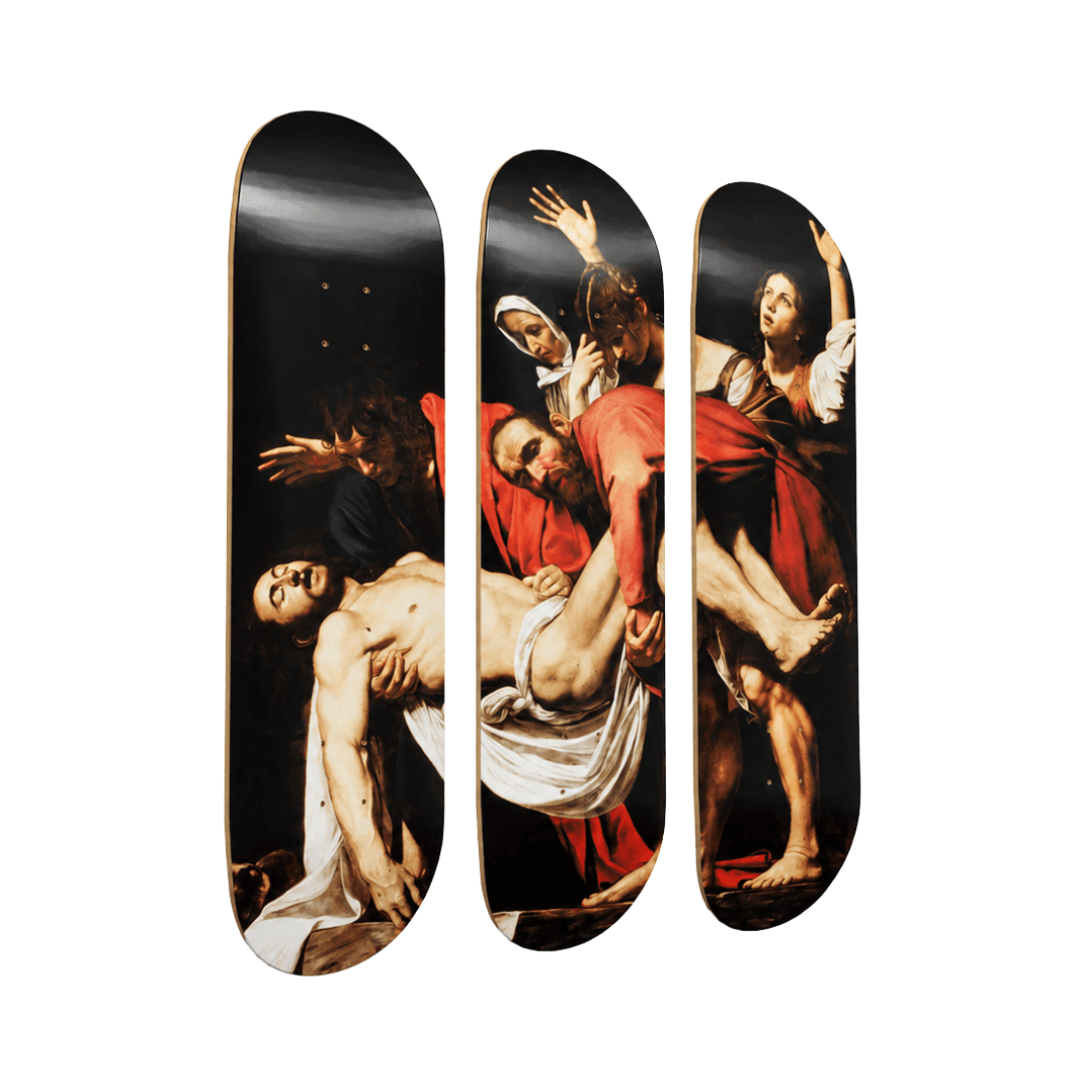 DROMEDA™ Caravaggio's Entombment of Christ | Skateboard Deck Triptych