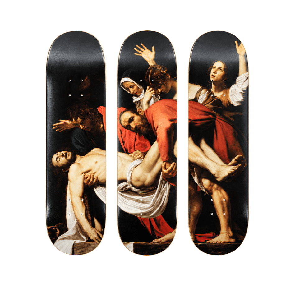 DROMEDA™ Caravaggio's Entombment of Christ | Skateboard Deck Triptych