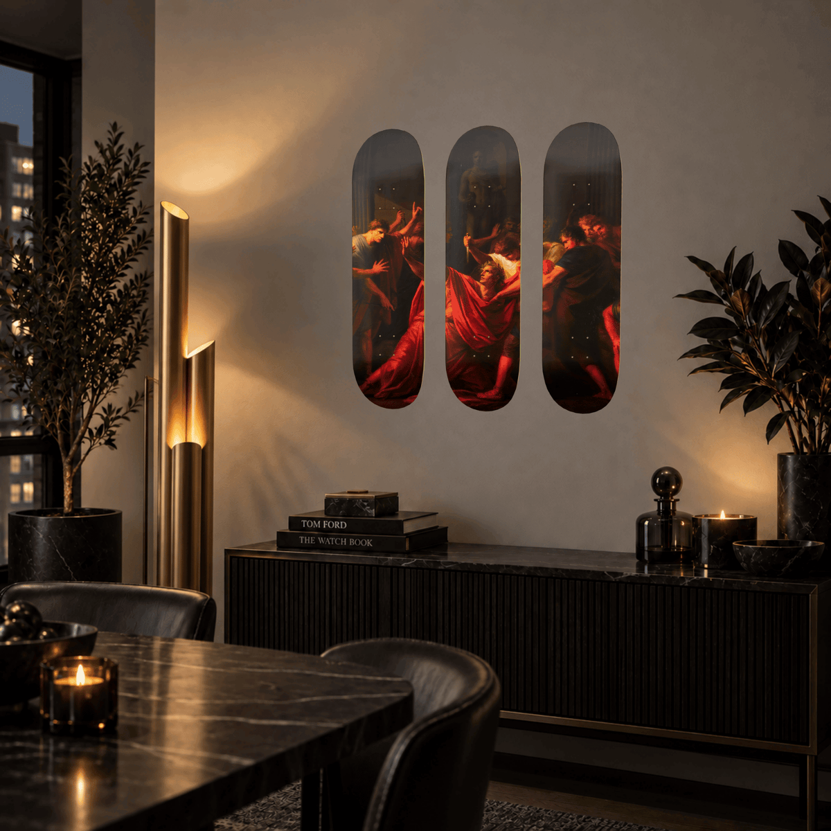 DROMEDA™  Füger's The Assassination of Julius Caesar | Skateboard Deck Triptych