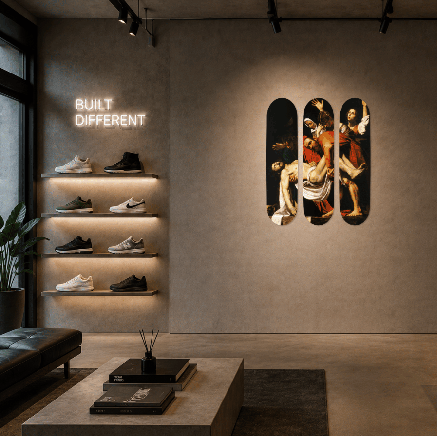 DROMEDA™ Caravaggio's Entombment of Christ | Skateboard Deck Triptych