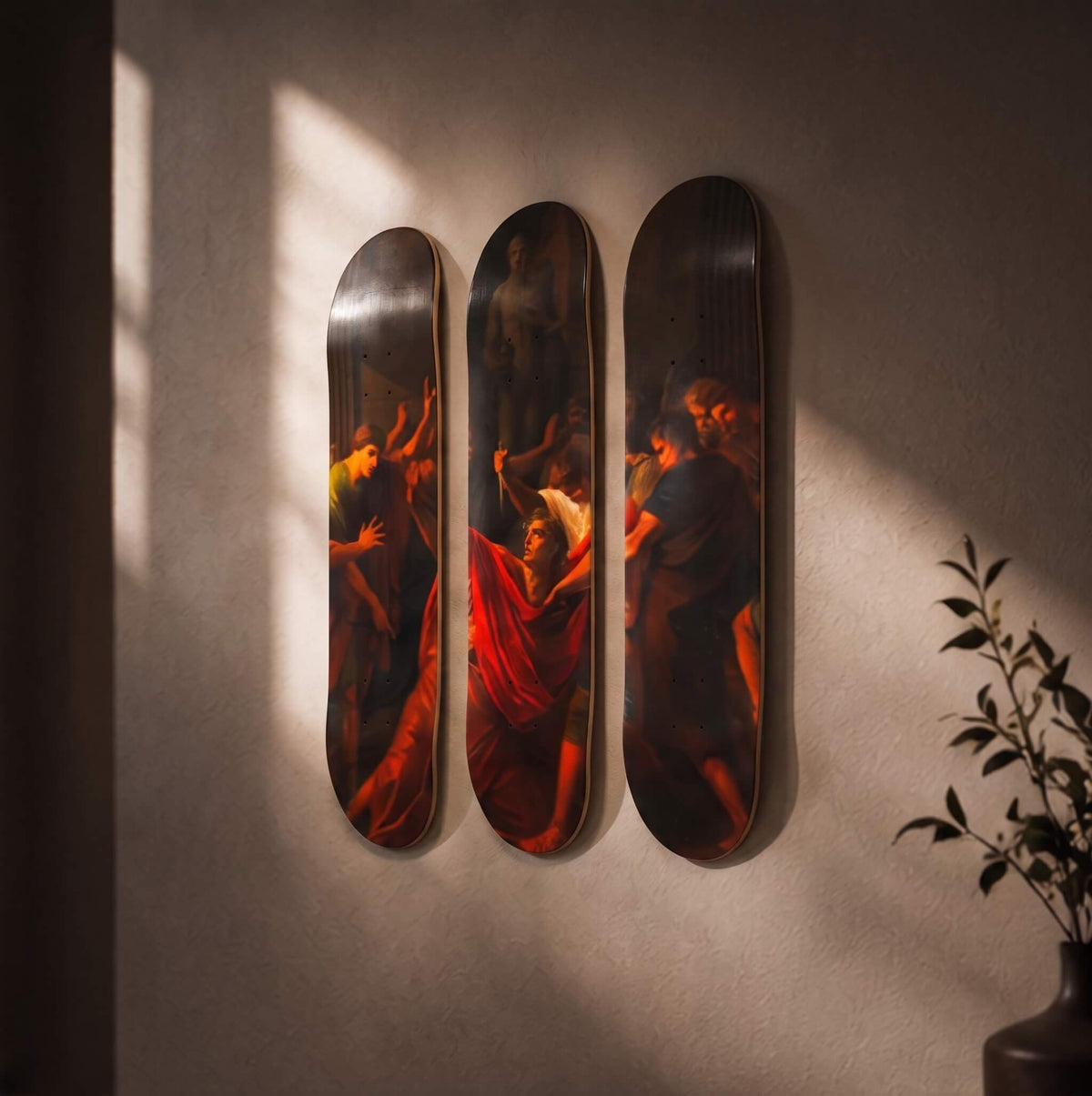 DROMEDA™  Füger's The Assassination of Julius Caesar | Skateboard Deck Triptych