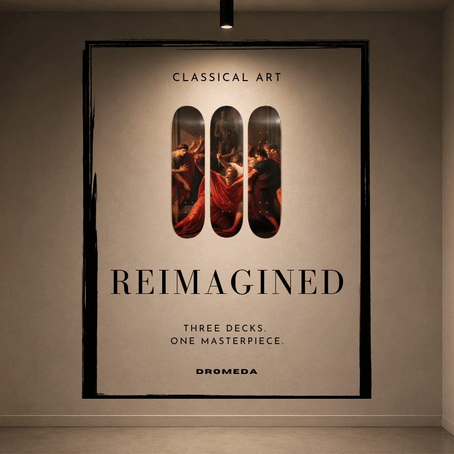 DROMEDA™  Füger's The Assassination of Julius Caesar | Skateboard Deck Triptych